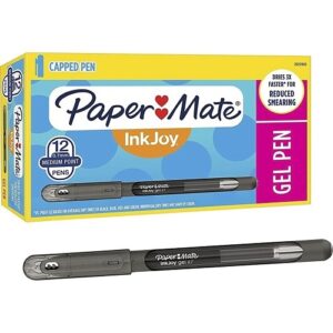 Paper Mate 2022985 InkJoy 600ST Gel Pens, Capped, Medium Point, 0.7mm, Black, 12-Pack