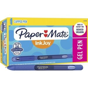 Paper Mate 2023006 InkJoy 600ST Gel Pens, Capped, Medium Point, 0.7mm, BlUE, 12-Pack