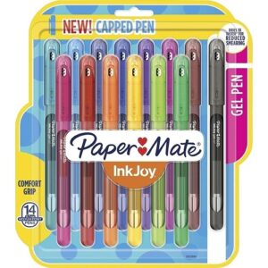 Paper Mate 2023009 InkJoy 600ST Gel Pens, Capped, Medium Point, 0.7mm, Fashion Assorted Colors, 14-Pack