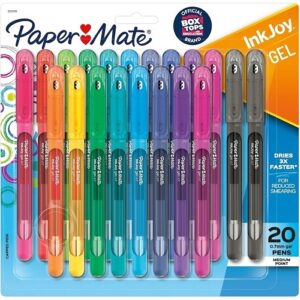 Paper Mate 2023018 InkJoy 600ST Gel Pens, Capped, Medium Point, 0.7mm, Fashion Assorted Colors, 20-Pack