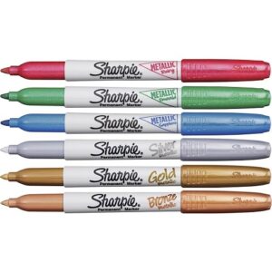 Sharpie 2029678 Metallic Permanent Markers, Fine Point, Assorted Colors, 3-Pack