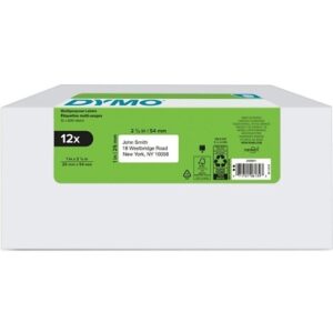 DYMO 2050821 Label Maker, 1" x 2-1/8" White Multi-Purpose Labels, 500 Count, 12-Pack