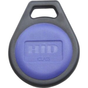 HID 2050HNNSN iCLASS Key II 205x 2K/2 Contactless Smart Key Fob, SIO, Programmed, Non-Matching Numbers, Black with Blue Insert
