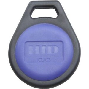 HID 2050PNNBN iCLASS Key II 205x 2K/2 Contactless Smart Key Fob, Programmed, Engraved Non-Matching Numbers, Black with Blue Insert