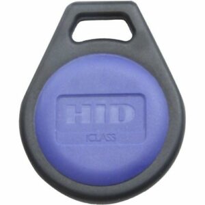 HID 2050PNNSN iCLASS Key II 205x 2K/2 Contactless Smart Key Fob, Programmed, Non-Matching Numbers, Black with Blue Insert