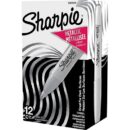 Sharpie 2089638 Metallic Permanent Marker, Chisel Tip, 12-Pack, Silver