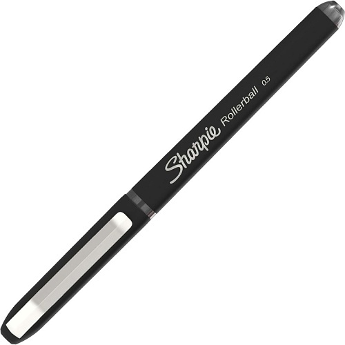Sharpie 2093222 Rollerball Pen, Needle Point, 0.5mm, Black, 12-Pack