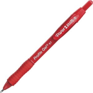 Paper Mate 2095463 Profile Retractable Gel Pens, Medium Point, 0.7mm, Red, 12-Pack