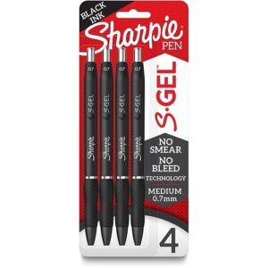 Sharpie 2096134 S-Gel, Medium Point, 0.7mm, Black, 4-Pack
