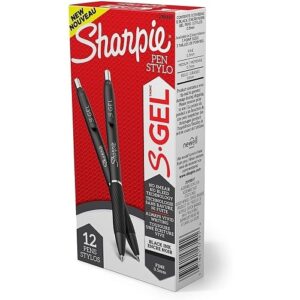 Sharpie 2096145 S-Gel, Fine Point, 0.5mm, Black, 12-Pack