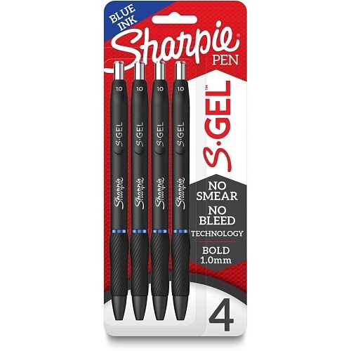 Sharpie 2096171 S-Gel, Bold Point, 1.0mm, Blue, 4-Pack