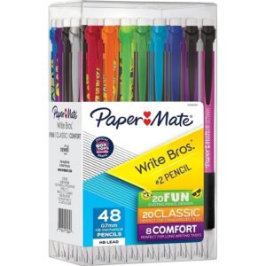 Paper Mate 2096294 Write Bros Classic Mechanical Pencils, 0.7mm, HB #2 lead, Assorted Colors, 48-Pack