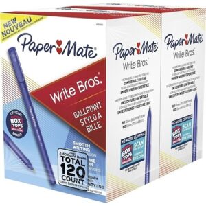 Paper Mate 2096478 Write Bros Ballpoint Pens, Medium Point, 1.0mm, Blue, 120-Pack