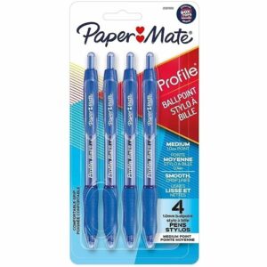 Paper Mate 2097980 Profile Retractable Gel Pens, Bold Point, 1.0mm, Blue, 4-Pack