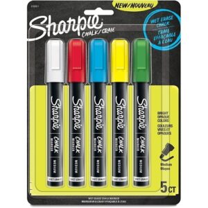 Sharpie 2103011 Chalk Markers, Assorted Colors, 5-Pack