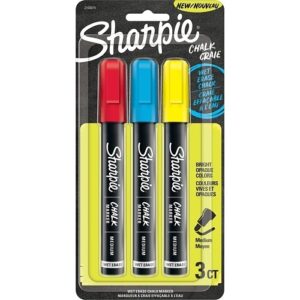 Sharpie 2103015 Chalk Markers, Assorted Primary Colors, 3-Pack