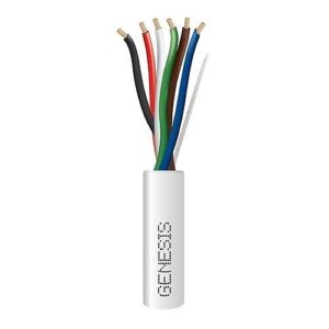 Genesis 21061101 22/6 Unshielded Riser Security Cable, Stranded BC, CMR, FPLR, CL3R, Indoor, 1000' (304.8m), Box, White (Replaces 11071101)