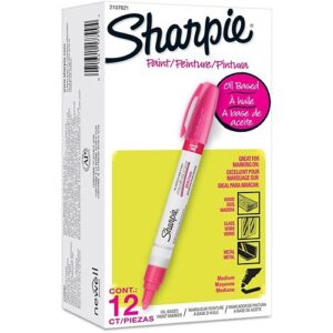Sharpie 2107621 Oil-Based Paint Markers, Medium Tip, 12-Pack, Pink