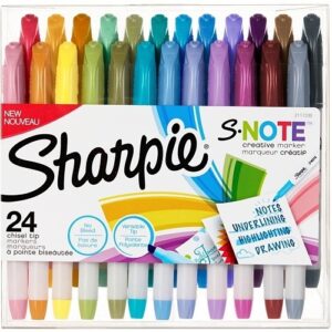Sharpie 2117330 S-Note Creative Markers, Chisel Tip, Assorted Colors, 24-Pack