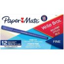 Paper Mate 2124512 Write Bros Ballpoint Pens, Fine Point, 0.8mm, Blue, 12-Pack