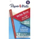 Paper Mate 2124521 Write Bros Ballpoint Pens, Bold Point, 1.2mm, Red, 12-Pack