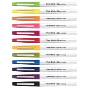 Paper Mate 2125414 Flair Felt Tip Pens, Bold Tip, 1.2 mm, Assorted Colors, 12-Pack