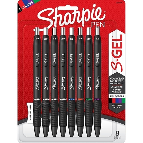 Sharpie 2126231 S-Gel, Medium Point, 0.7mm, Business Assorted Colors, 8-Pack