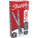 Sharpie 2126232 S-Gel, Fashion Barrel, Medium Point, 0.7mm, Black Ink and Frost Blue Barrel, 12-Pack