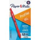Paper Mate 2126543 Profile Gel Pen, Retractable, Fine Point, 0.5 Mm, Red, 12-Pack