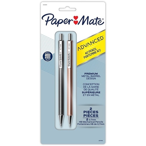 Paper Mate 2128209 Advanced Mechanical Pencils, 0.7mm, #2 lead, Gun Metal Grey and Rose Gold, 2-Pack