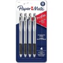 Paper Mate 2130508 Profile Metal Retractable Ballpoint Pens, Medium Point, 1.0mm, Black, 4-Pack