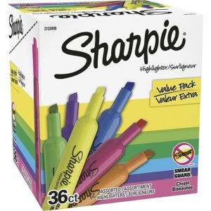 Sharipe 2133496 Tank Highlighters, Chisel Tip, Assorted Colors, 36-Pack