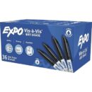 Expo 2134342 Vis a Vis, Low Odor Wet Erase Markers, Fine Point, Black, 36-Pack