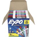 Expo 2135174 Low Odor Dry Erase Markers, Chisel Tip, Fashion Assorted Colors, 36-Pack