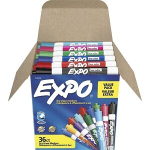 Expo 2135174 Low Odor Dry Erase Markers, Chisel Tip, Fashion Assorted Colors, 36-Pack