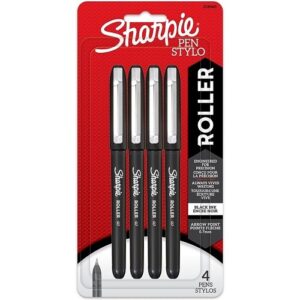 Sharpie 2135465 Rollerball Pen, Medium Point, 0.7mm, Black, 4-Pack