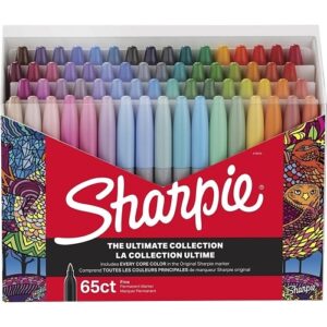 Sharpie 2136724 Permanent Markers, Fine Point, Assorted Colors, 65-Pack