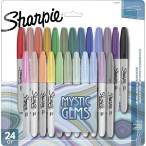 Sharpie 2136727 Permanent Markers, Fine Point, Assorted Mystic Gems Colors, 24-Pack