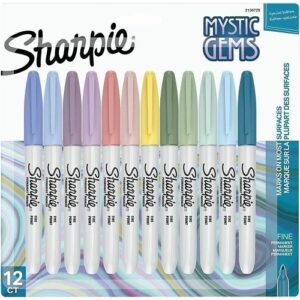 Sharpie 2136729 Permanent Markers, Fine Point, Assorted Mystic Gems Colors, 12-Pack