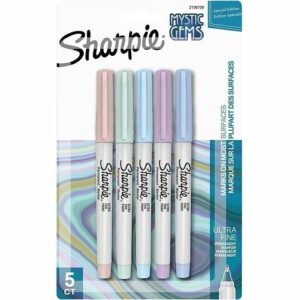 Sharpie 2136730 Permanent Markers, Ultra Fine Point, Assorted Mystic Gems, 5-Pack
