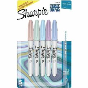Sharpie 2136773 Permanent Markers, Fine Point, Assorted Mystic Gems Colors, 5-Pack