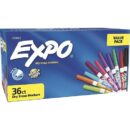 Expo 2138424 Low Odor Dry Erase Markers, Fine Tip, Vibrant Assorted Colors, 36-Pack