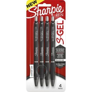 Sharpie 2141125 S-Gel Pen, Ultra Fine Point (0.38mm), 4-Pack, Black