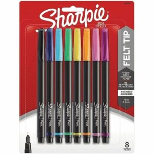 Sharpie 2145798 Felt Tip Pens, Fine Point, Assorted Colors, 8-Pack