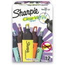 Sharpie 2149298 Clear View Tank Highlighters, See-Through Chisel Tip, Assorted Colors, 12-Pack