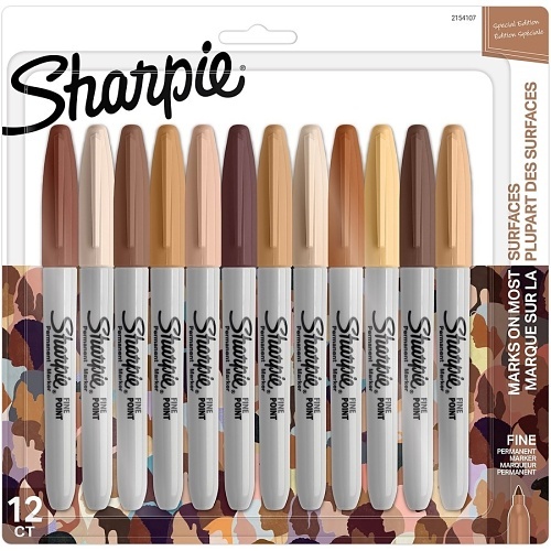 Sharpie 2154107 Permanent Markers, Portrait Colors, Fine Point, Assorted Shades of Brown, 12-Pack