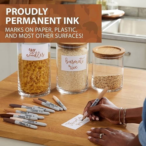 Sharpie 2154107 Permanent Markers, Portrait Colors, Fine Point, Assorted Shades of Brown, 12-Pack