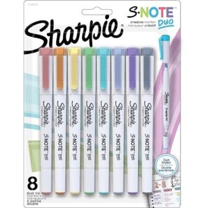 Sharpie 2154173 S-Note Duo Dual-Ended Creative Markers, Assorted Colors, 8-Pack