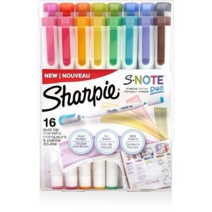 Sharpie 2154174 S-Note Duo Dual-Ended Creative Markers, Assorted Colors, 16-Pack