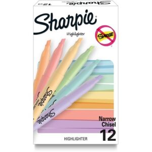 Sharpie 2157482 Pocket Highlighters, Chisel Tip, Assorted Pastels Colors, 12-Pack